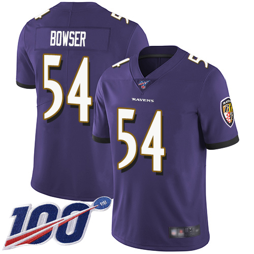 Baltimore Ravens Limited Purple Men Tyus Bowser Home Jersey NFL Football #54 100th Season Vapor Untouchable